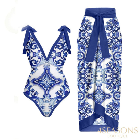 Women One Piece Swimsuit With Skirt Designer Bathing Suit Beach Dress Cover Up Luxury Swimwear Surf