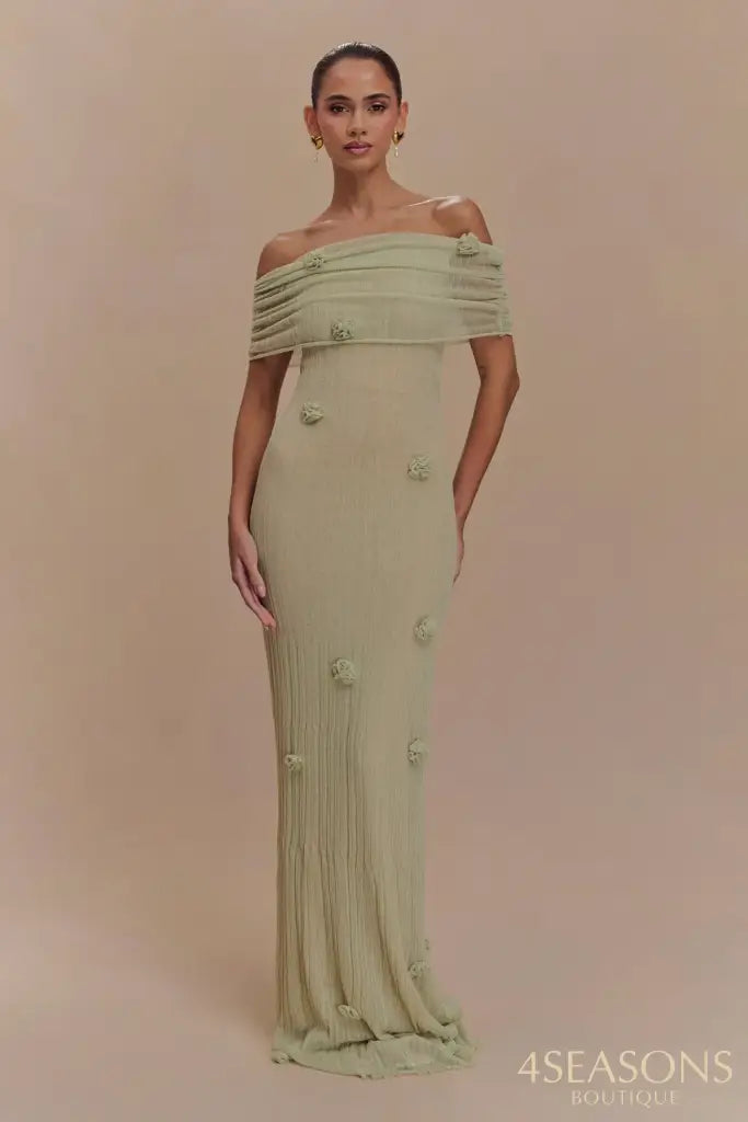 Orchid Knit Maxi Dress Green / S