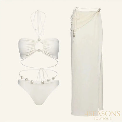 Pearls Bikini Set with Cover Up
