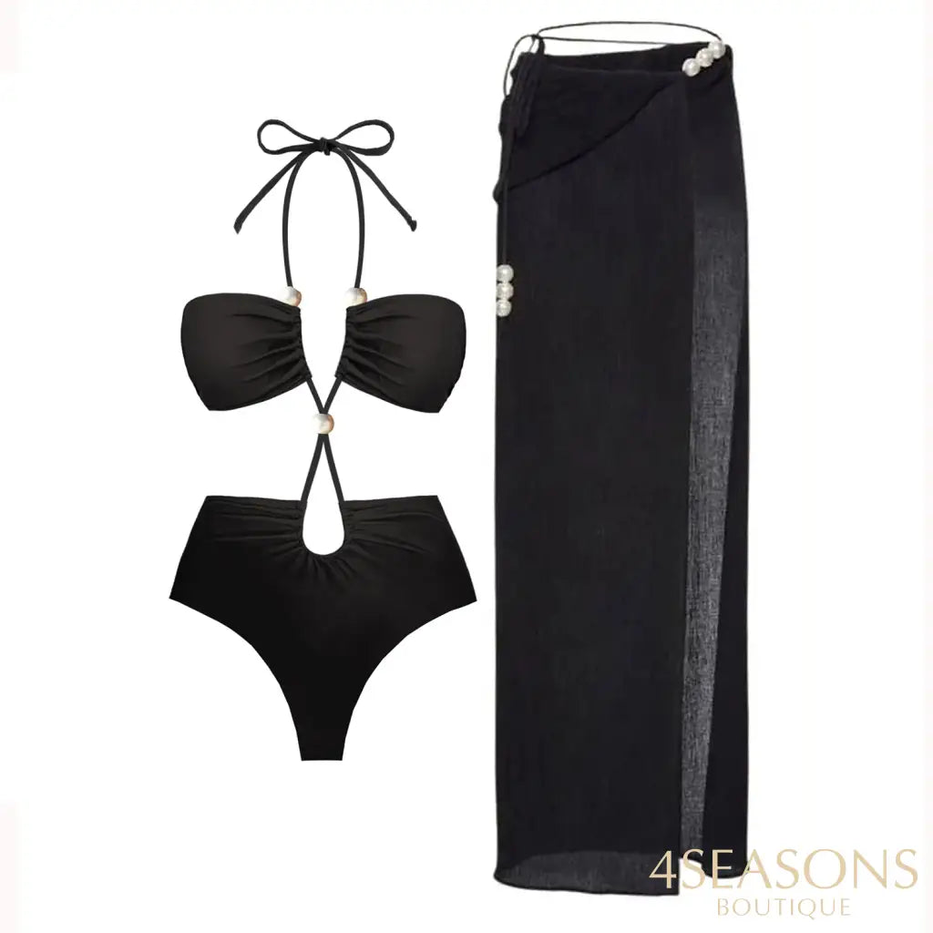 Pearls Bikini Set with Cover Up