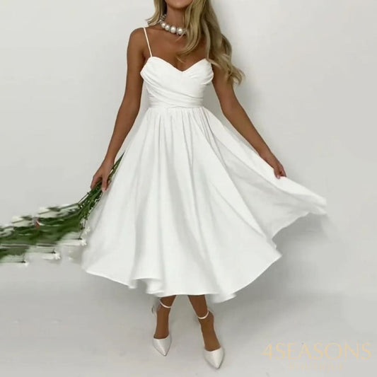 Waytobele Women Maxi Dress Summer Sexy Solid Suspender V Neck Backless Slim Lace Up Sleeveless Party