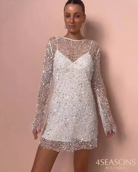 Vestido Dream Branco Com Paetês / P