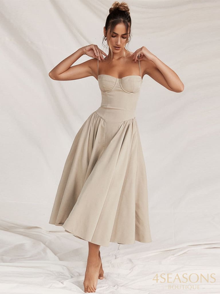 Elegant Slim Backless Sling Dress Women Fashion Solid Suspender Dresses 2023 New Summer Female Party