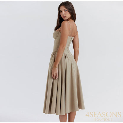 Elegant Slim Backless Sling Dress Women Fashion Solid Suspender Dresses 2023 New Summer Female Party