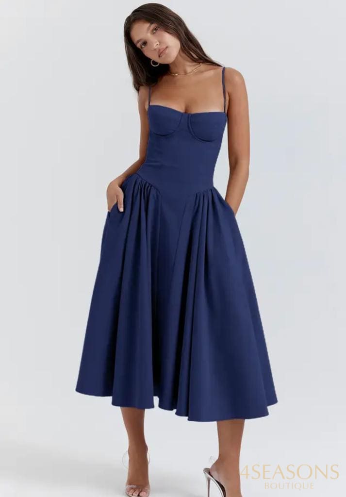 Elegant Slim Backless Sling Dress Women Fashion Solid Suspender Dresses 2023 New Summer Female Party