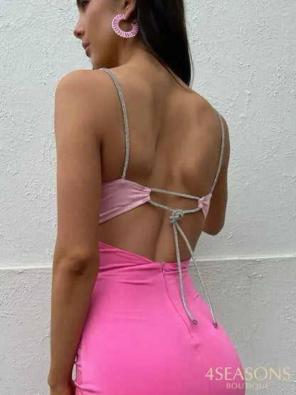 Mozision Elegant Hollow Out Sexy Maxi Dress For Women Robe Spaghetti Strap Sleeveless Long Ladies